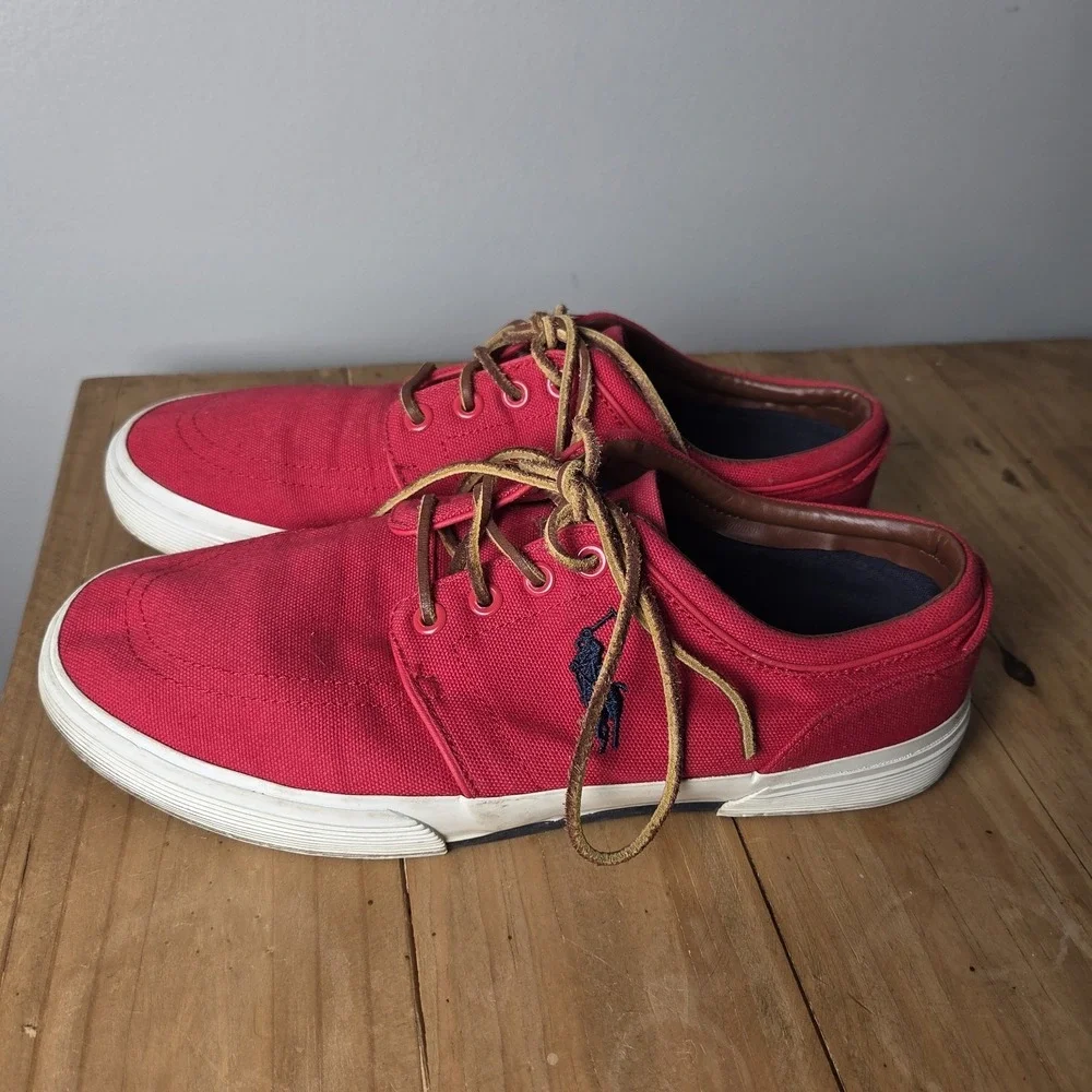 Polo Ralph Polo Faxon Deck Shoes Mens sz 9 All Leather Lacea Boat‎ Preppy Loafer